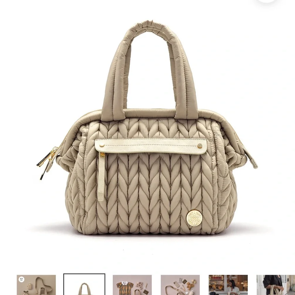 HAPP Brand Beige Quilted mini diaper Bag